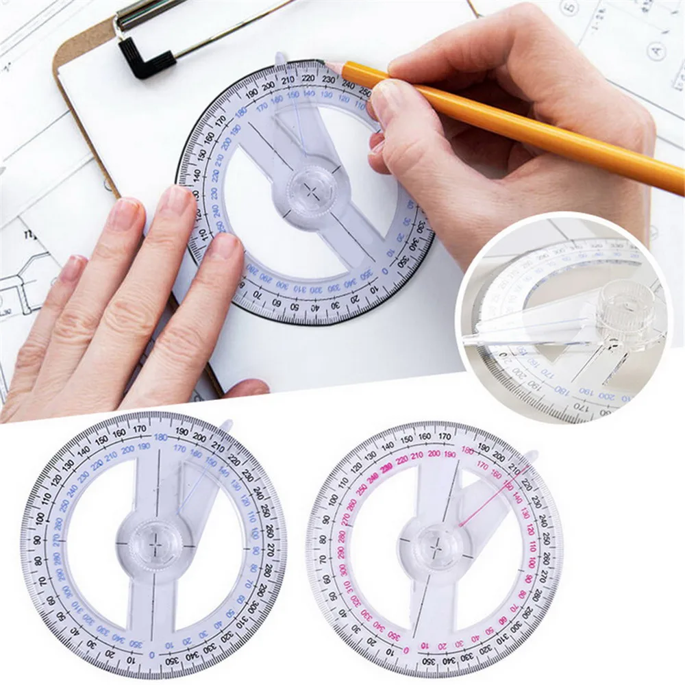 360 Degree Plastic Pointer Protractor Ruler Angle Finder New Swing School B0H7
