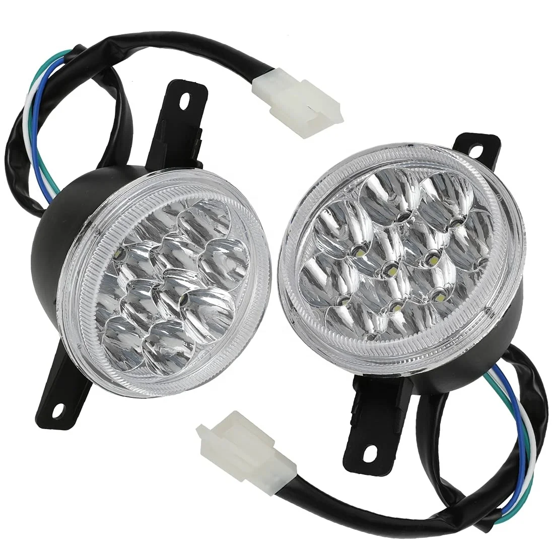 PRO BAT 12V LED Headlight Pair For 110cc-250cc ATV, Quad, Go-Kart - Fits TaoTao, Coolster, Roketa & More