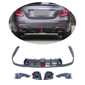 Factory outlet Carbon Fiber B Style Rear Diffuser Lip For Mercedes Benz E Class W213 Diffuser 2016-2020 with exhaust tips
