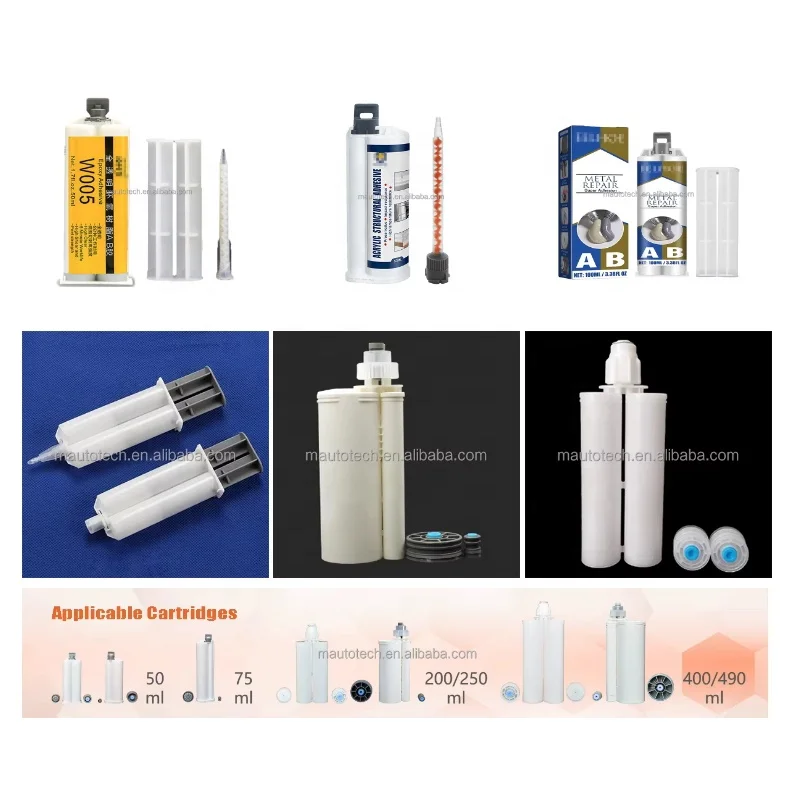Two Component Cartridges Adhesive Epoxy Filling Machine 50ml 200ml Dual Syringes Auto Glue Filling Machine