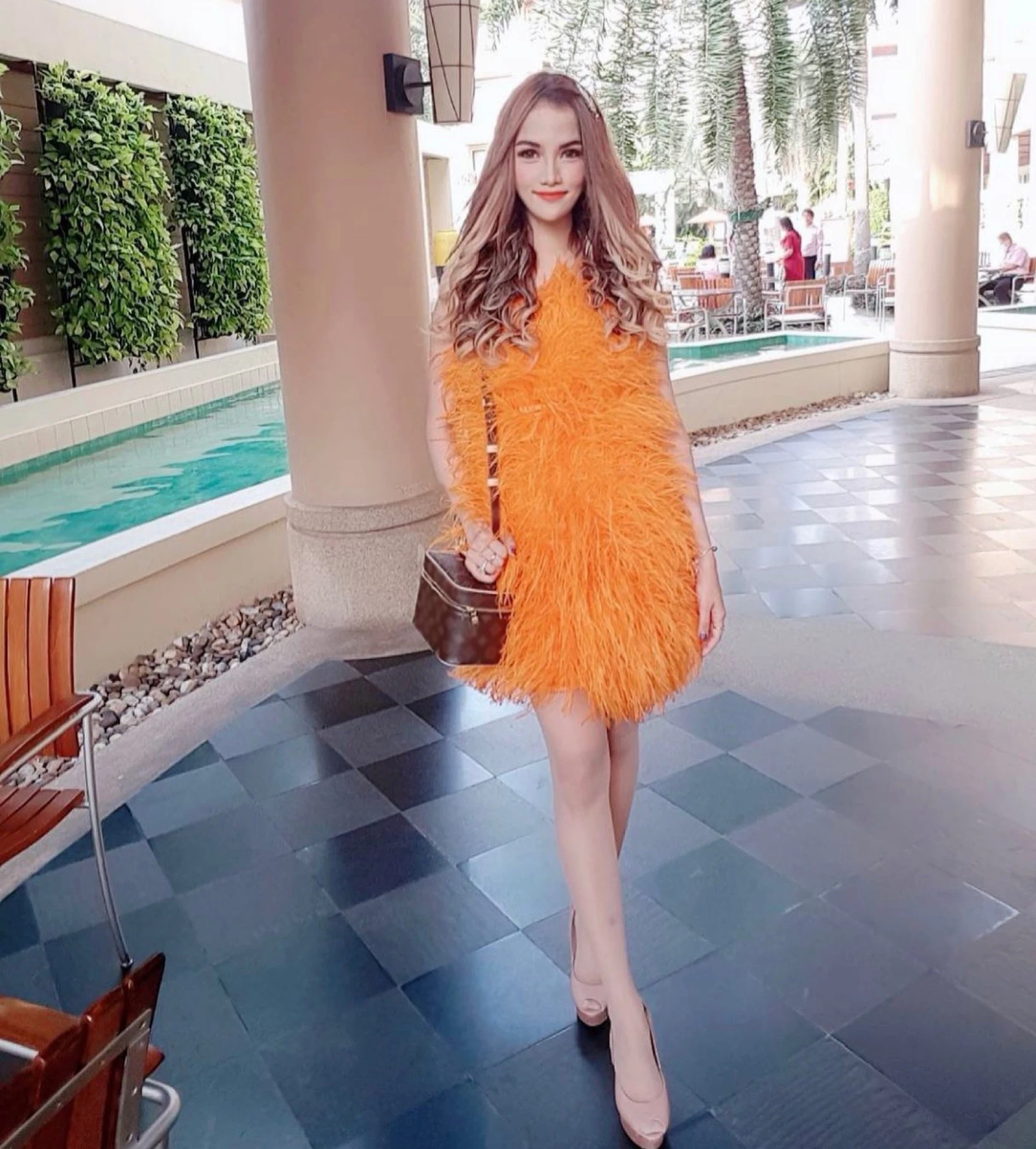 knee length dresses for ladies Dame One Shoulder Feather Midi Dress - Black