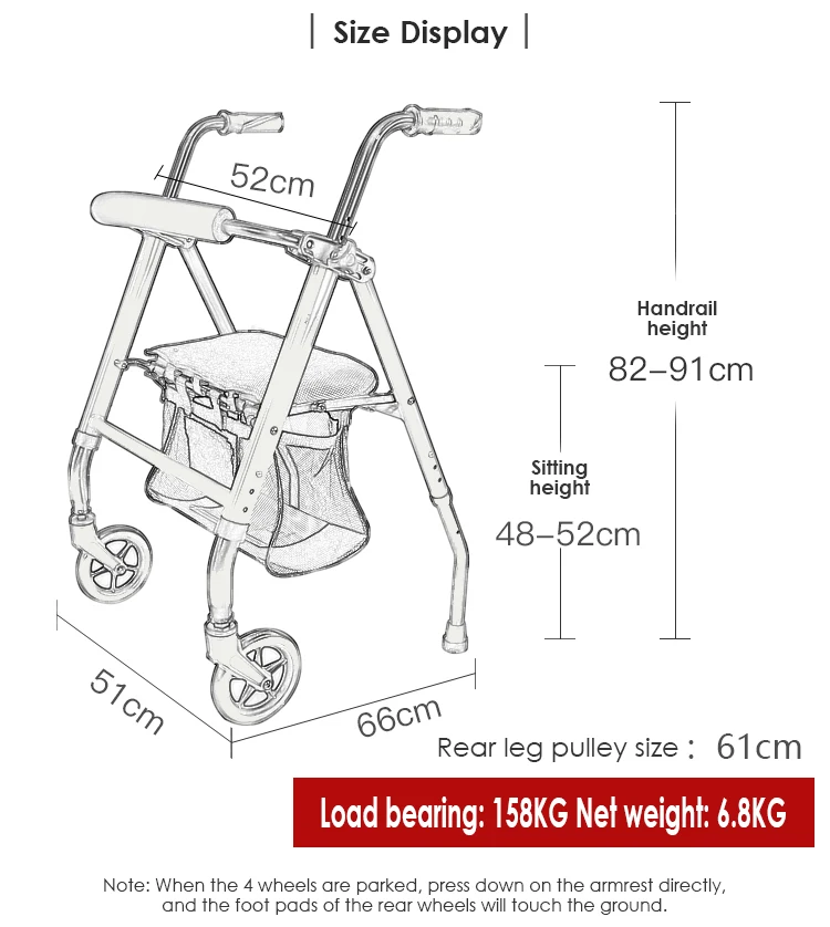 Mobility Aids Lightweight Rollator for Disabled Four Wheels Folding Height adjustable Steel Rollator Walker with Seat supplier