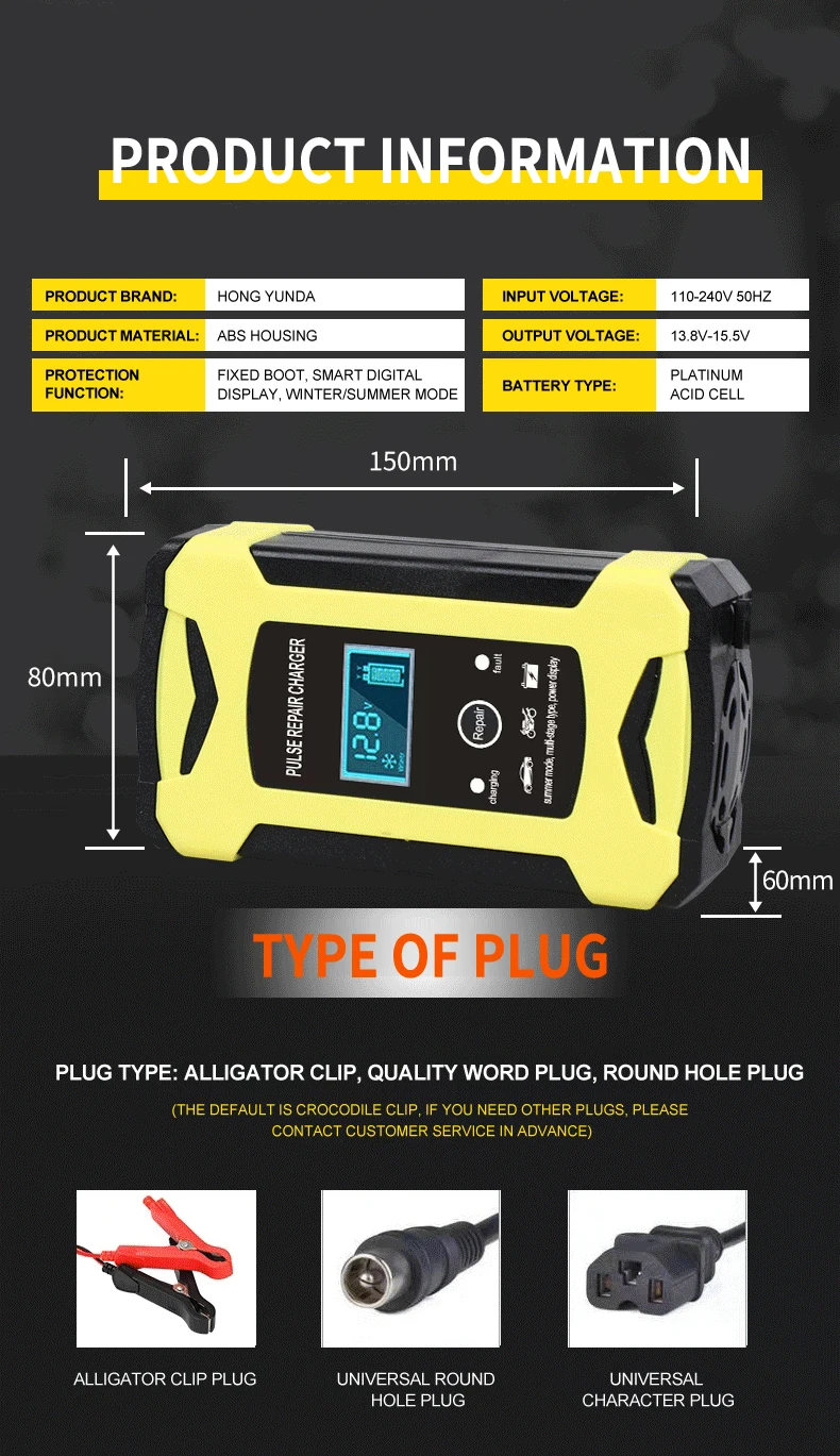 Automatic fast 12V car battery charger 12v 6a Maintenance-free deepcycle 12 volt trickle battery charger with pulse repair_13