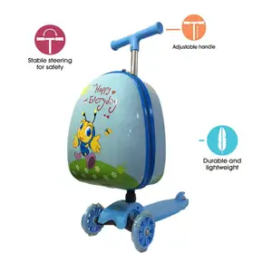 Custom Design 3d Print Abs Travel Trolley Carry on Luggage Children Scooter Kid's Luggage