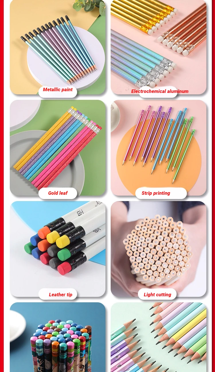 Promotion business office gift custom logo printed custom hb pencils with eraser green pencils pencil pink