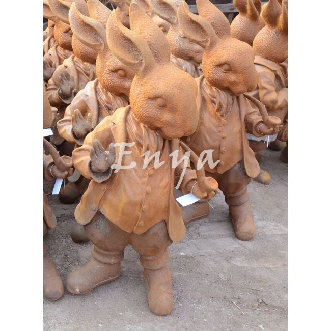 Factory Direct Wholesale Rustic Cast Iron Animal Garden Lawn Ornaments Art Metal Garten Deko Animal Statue Sculpture Figurines