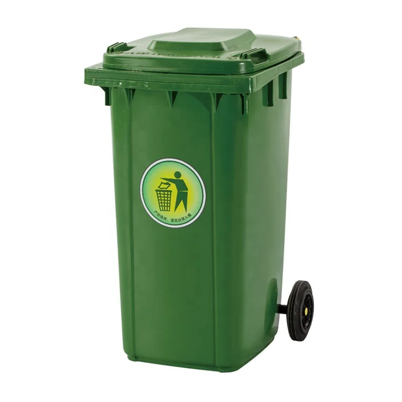 Good quality 120L plastic waste bins wheeled garbage container outdoor use trash can with lid