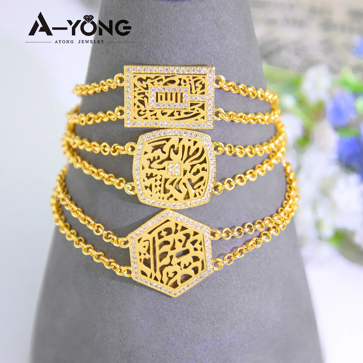Factory Prices Arabic Gold Bracelet Designs Inlaid Zircon Gold Plated  Adjustable Bracelets Women