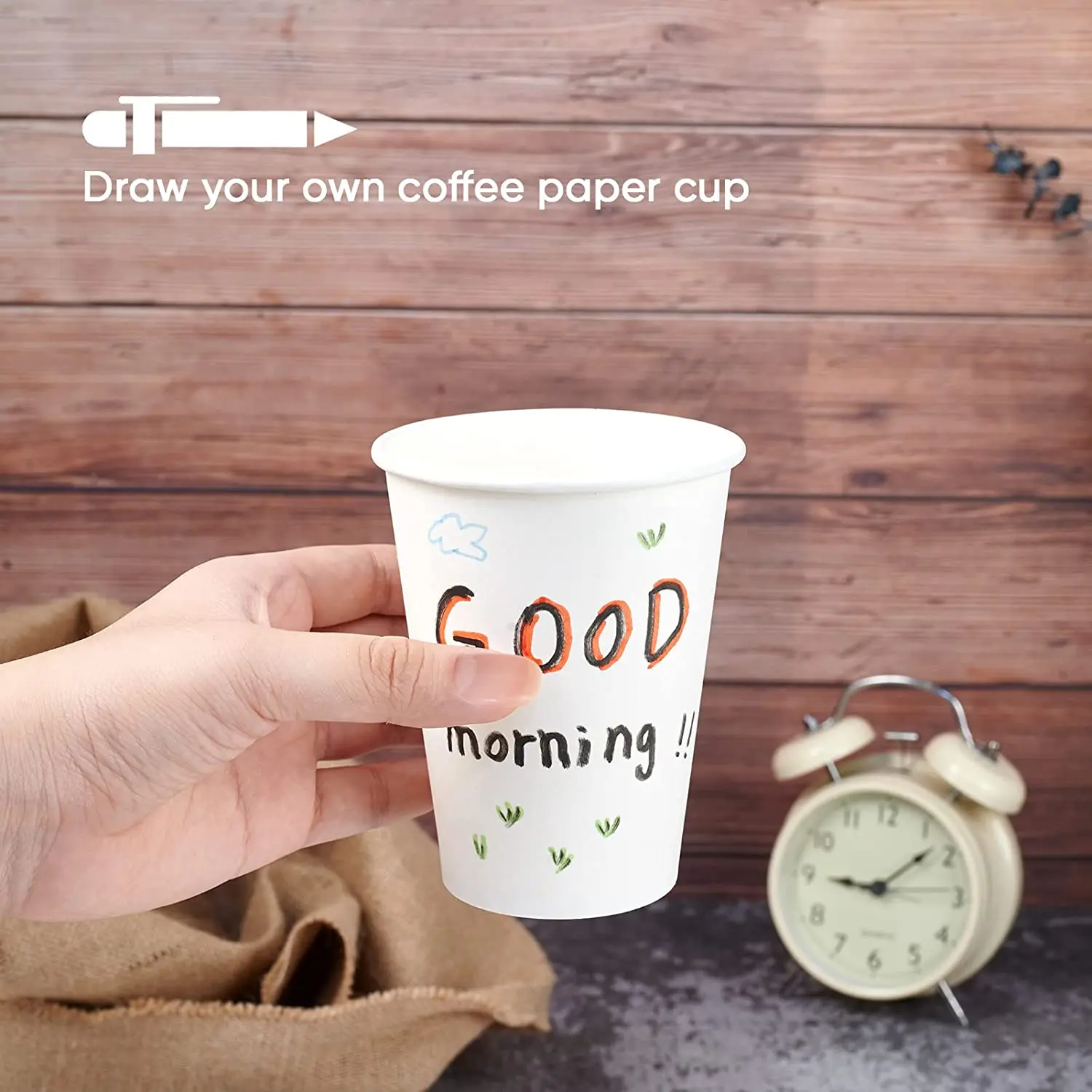 high quality Red Printed Eco Friendly 8oz Disposable double Wall Tactile Paper Coffee Cup for Hot Drinks details