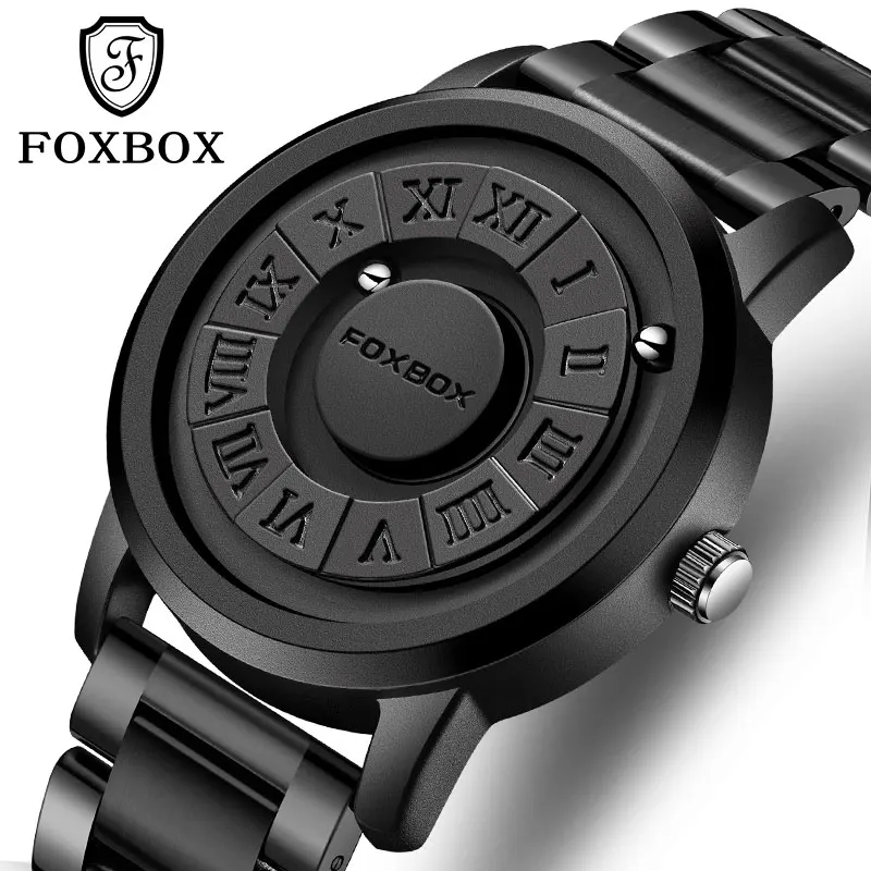 Lige Brand Foxbox Man Watch Creative Stainless Steel Band Scrolling Beads Quartz Watches For Men