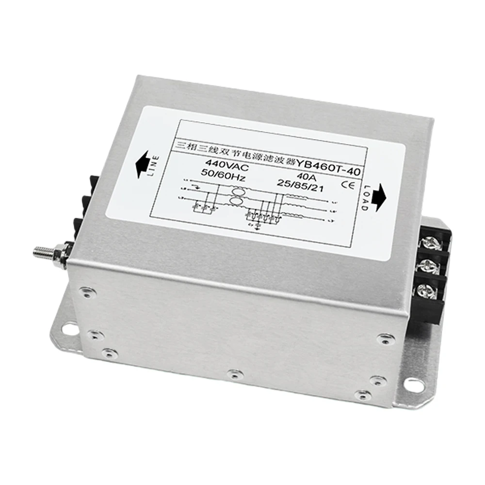 5A-200A Emi Power Filter with Terminal Block 440V Three-Phase Three-Wire Power Filter EMI Filter