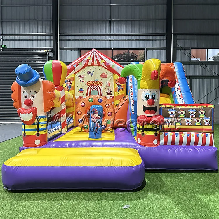Cheap Inflatable Carnival Circus Clown Theme Carnival Games Jumping Bounce House With Slide Inflatable Combo for Party Rental