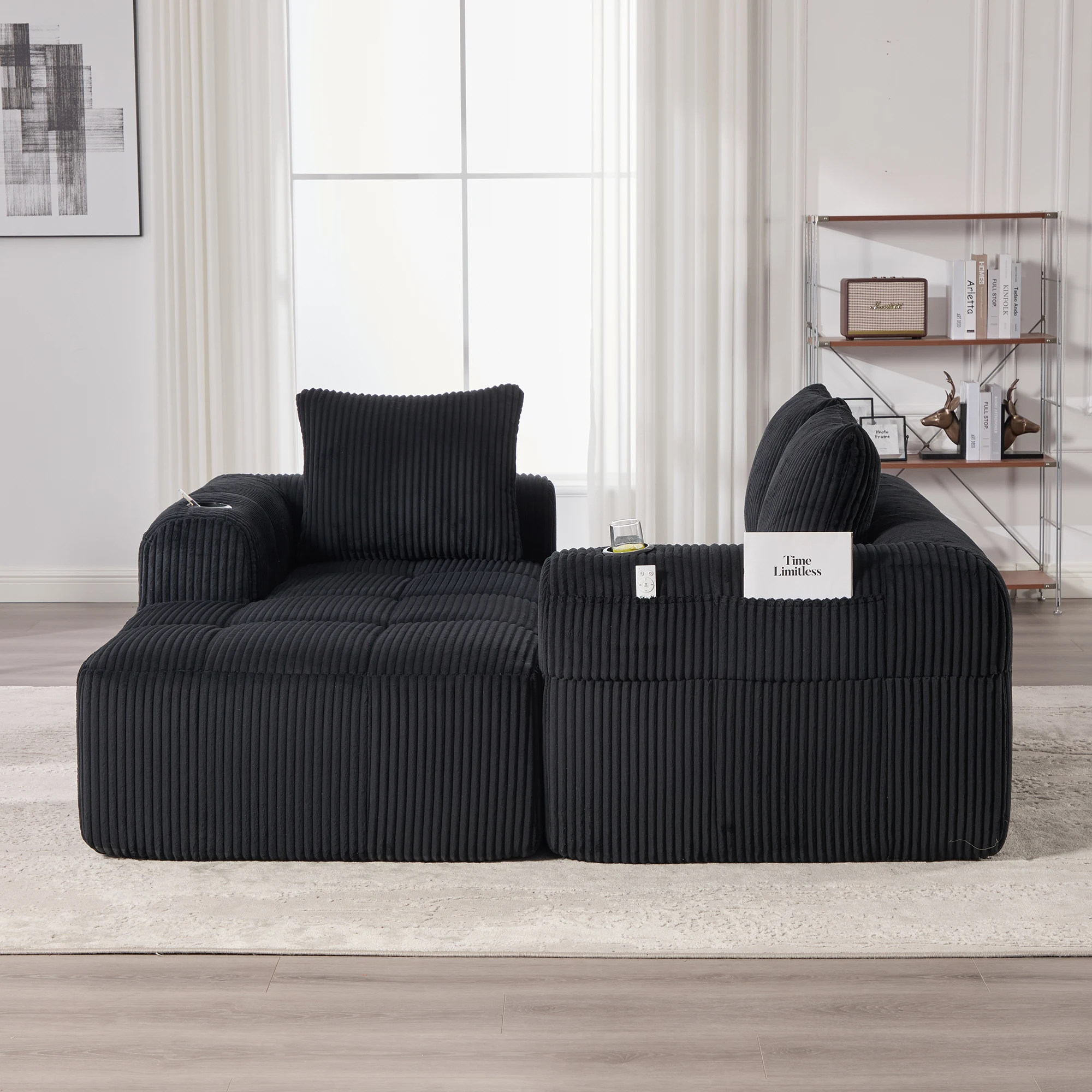 Sofa rétro velours vue 4