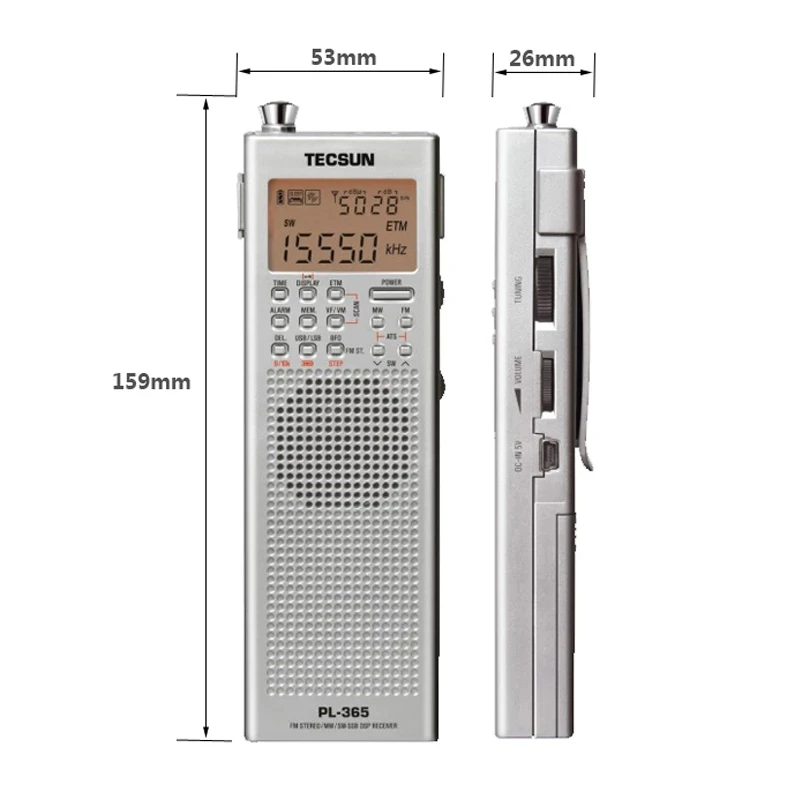 オリジナル新型PL-365ミニポータブルDSP ETM ATS FMステレオMW SW