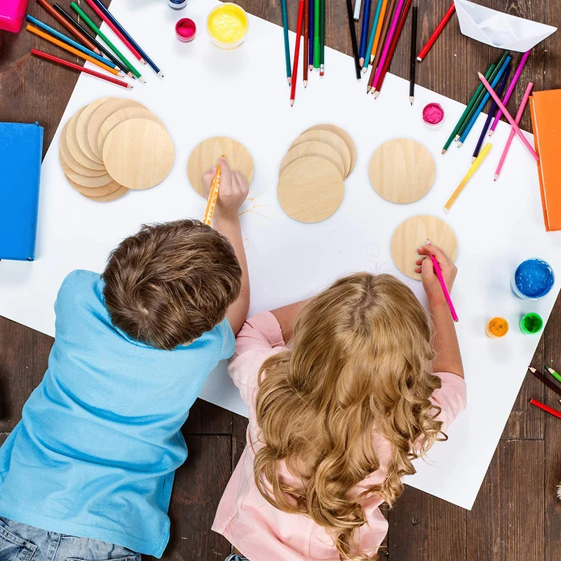 Необработанные круглые деревянные диски 4 дюйма, подставки для поделок своими руками, деревянные круги, круглые ломтики, картина для украшения дома