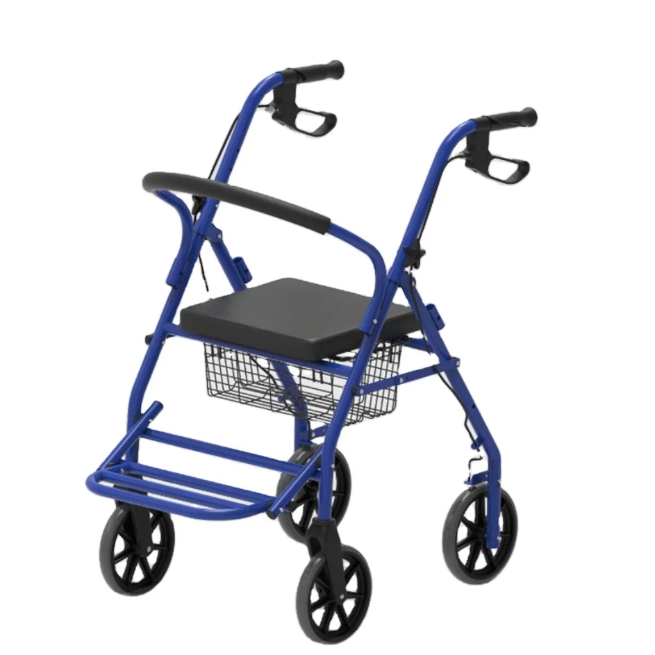 Mobility Aids Lightweight Four Wheel Folding Rollator Walker with Seat For Disabled