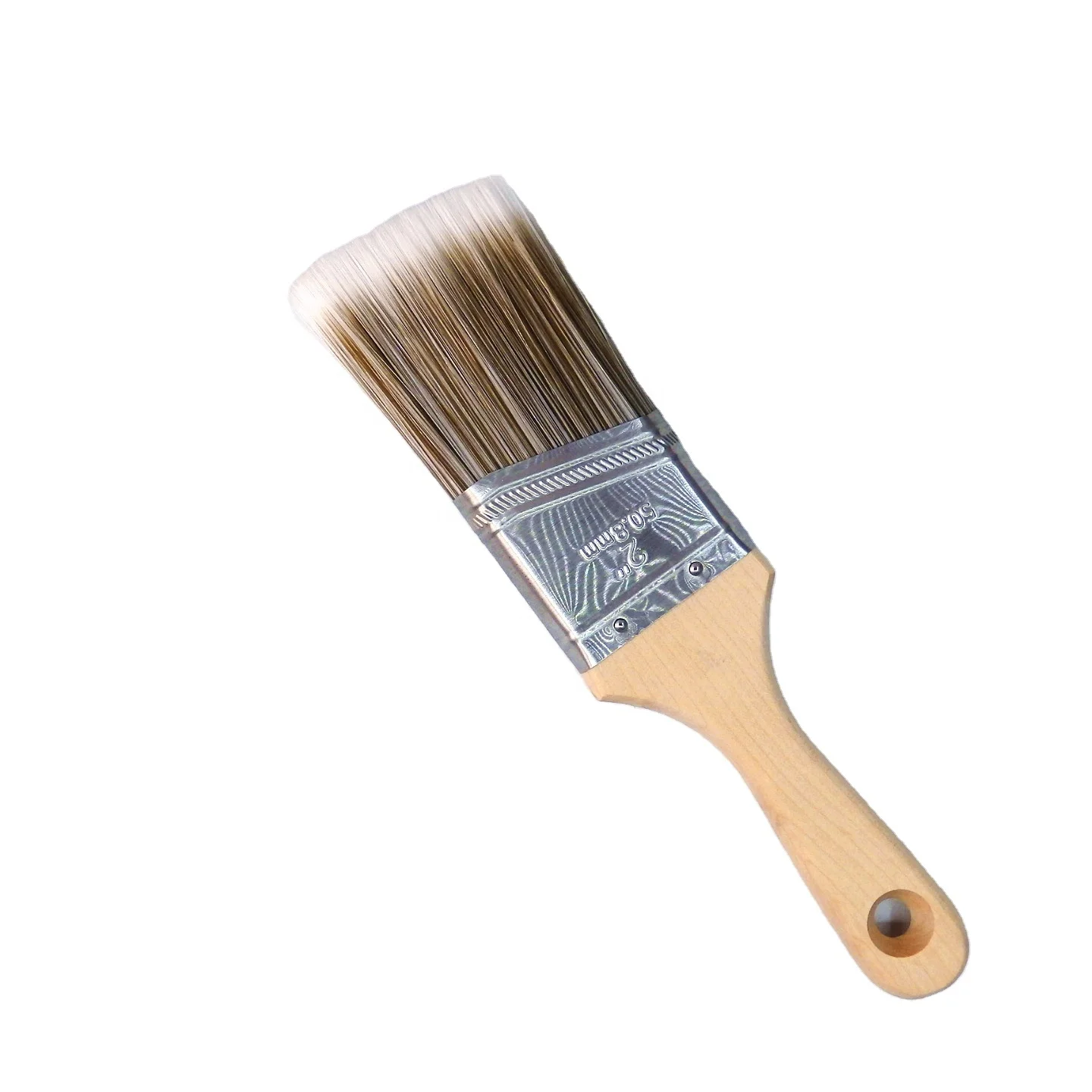 Flat wholesale paint brush With nature wooden  handle and tapered filament