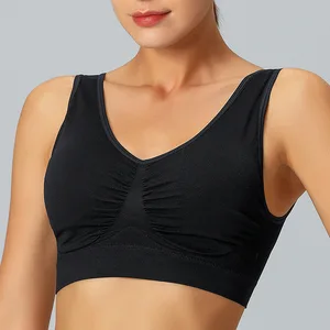 Plus Size Sports Bra Cross-Border Adjustment Straps Double-Layer Seamless Yoga Knitted Wire-Free Logo Cup Solid Pattern Type