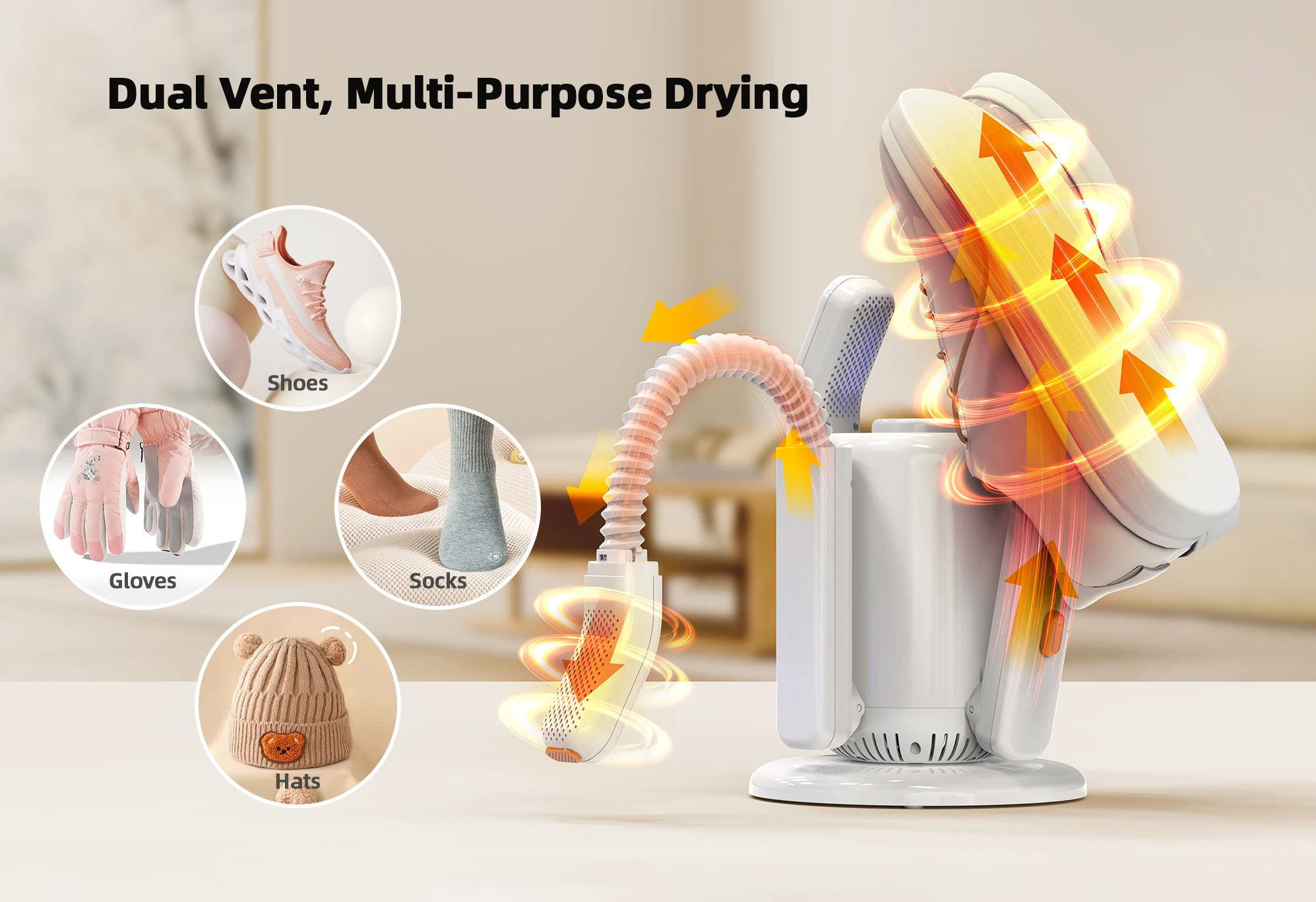 DOUHE New Style Design Rose Salt Sterilization Flexible Sports Dehumidify Device Portable Foldable Boot Shoe Dryer Electric