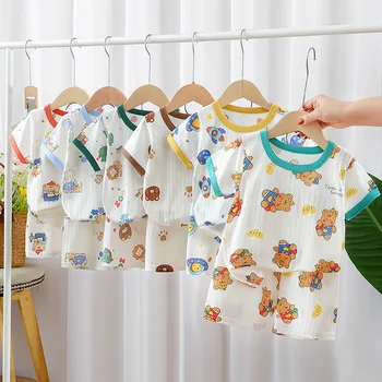 Baby clothing sets  new summer clothing children short-sleeved shorts baby bodysuit set boys and girls cotton baby onesies