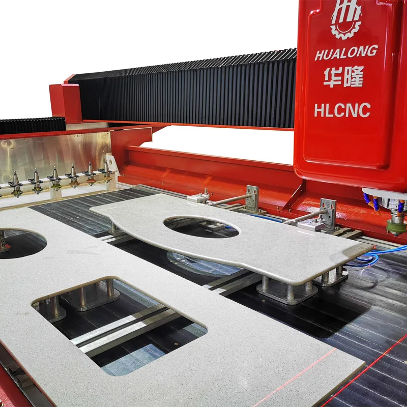 HUALONG Stone Countertop Processing Center CNC Sink Hole Cutout Cutting Machine for Quartz Marble Granite Cutting Polishing