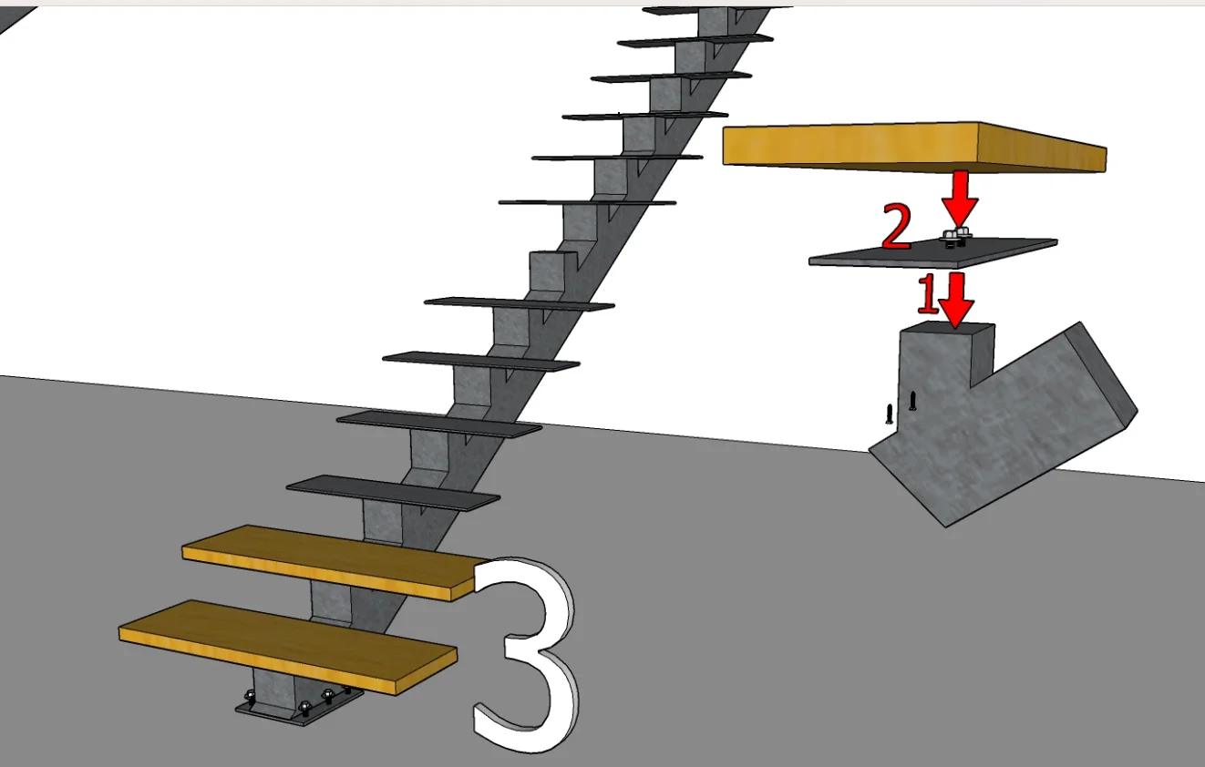 DB Open Riser Staircase Mono Beam Straight Stairs Made in China with Stainless Steel Railing Customized manufacture