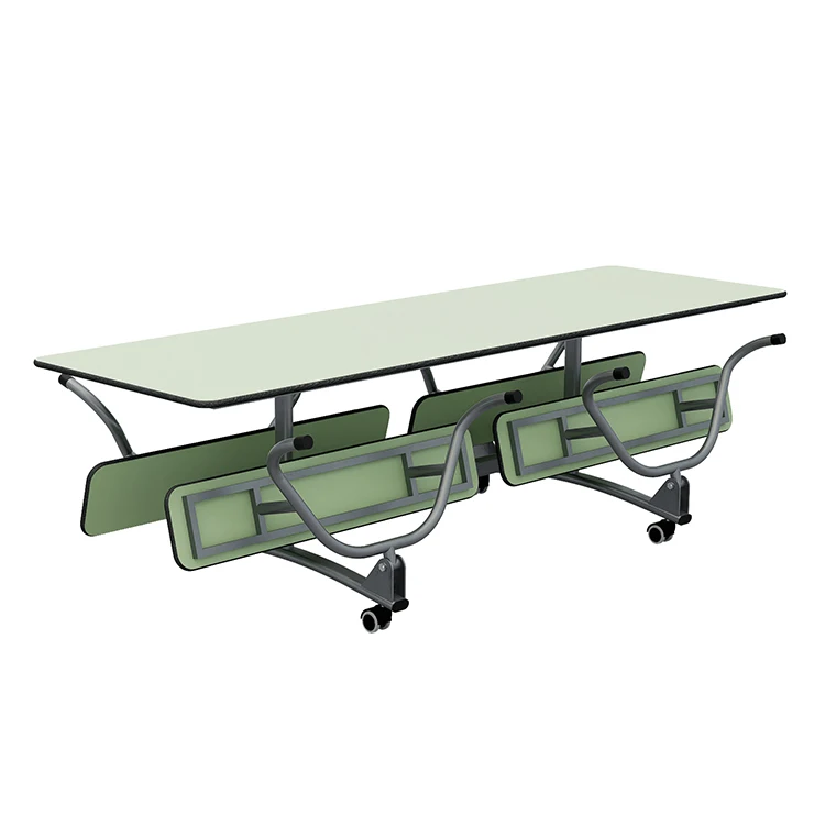 University Mobile Wooden Canteen Dining Table School Folding Canteen Table With Bench