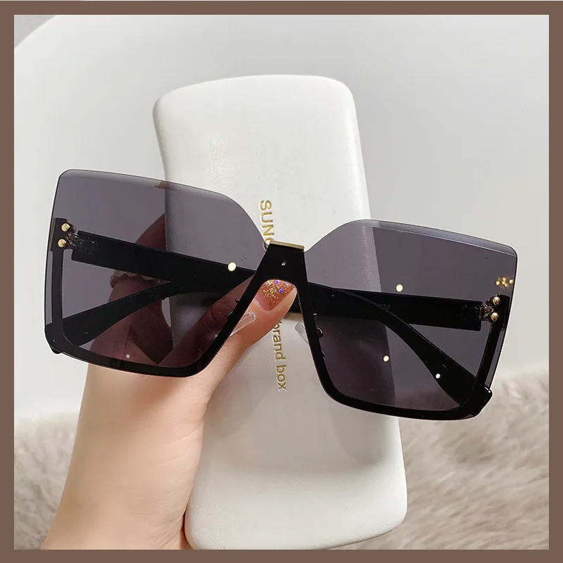 2023 Trend Oversized Half Frame square Gradient Sunglasses Women