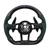 Carbon fiber+Leather+Green Stripe Stitch