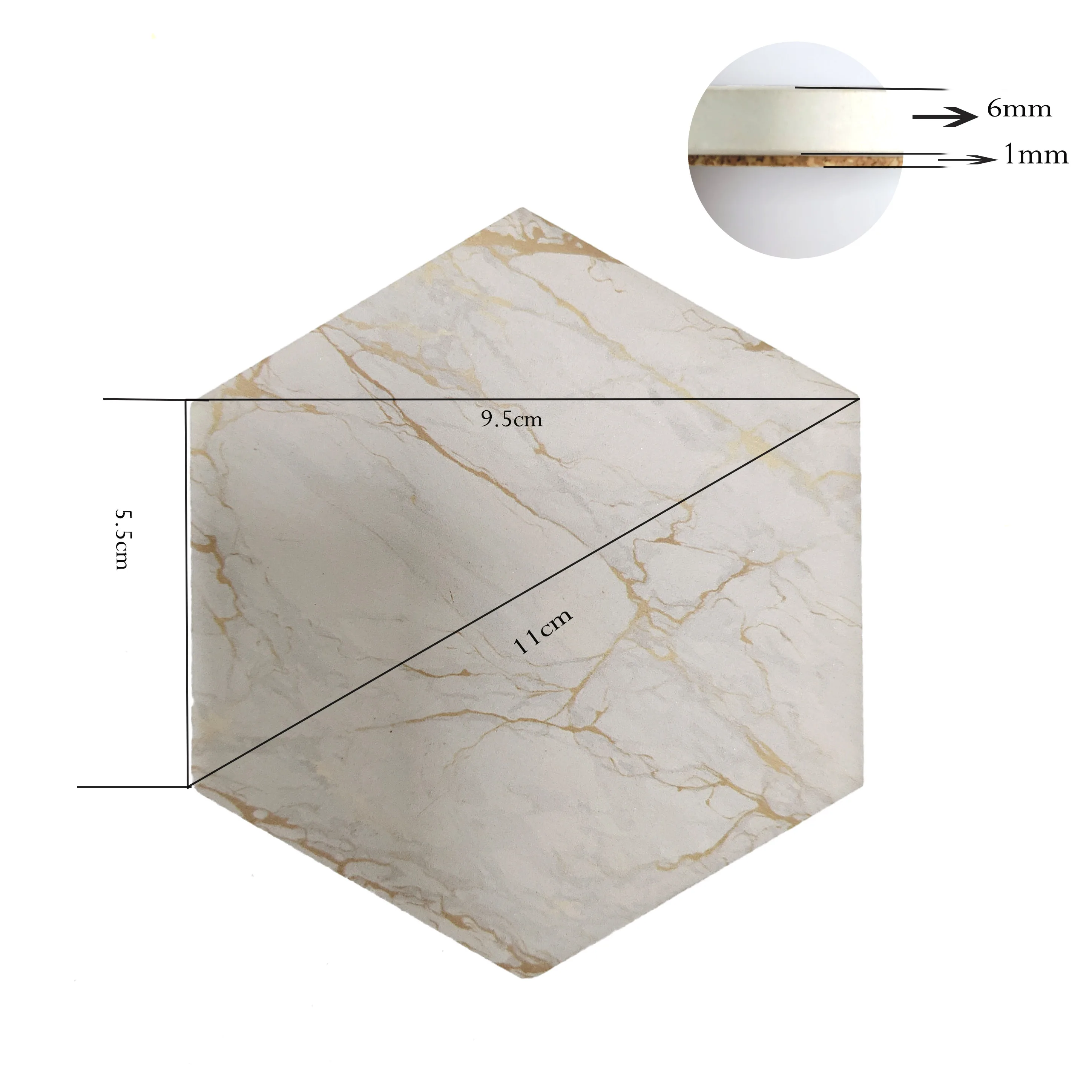 XS Ltd. Free Sample Custom Print Absorbent Beers Sandstone Hexagon Marble Ceramic Coasters