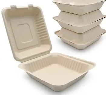 Hot sale Biodegradable Disposable Burger Box Bagasse Packing Burger Box Microwavable Lunch Boxes For Fast Food