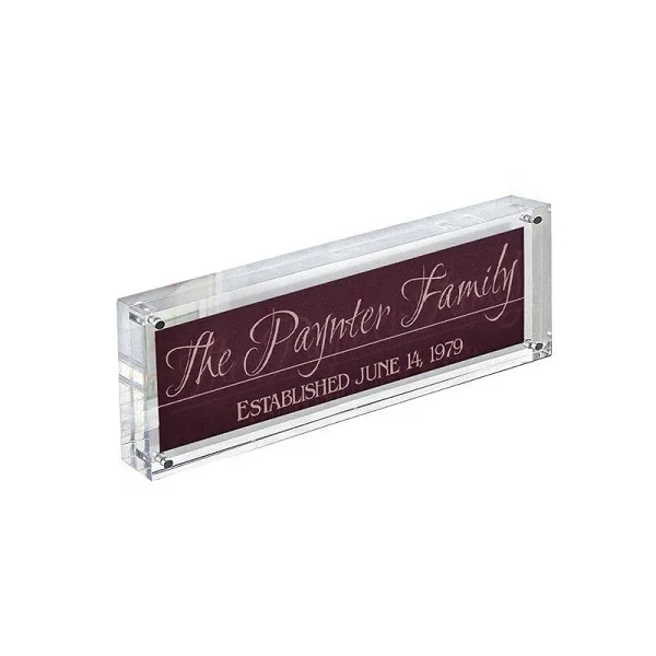 Desktop Lucite s Block Frame  Acrylic Block Sign Holder clear Acrylic Magnetic 2x6 Photo Booth Frame