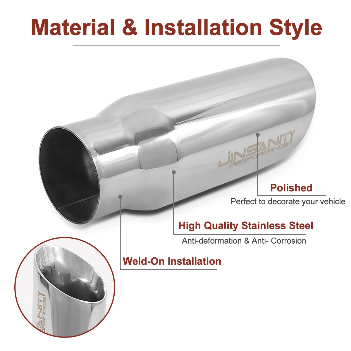 High-quality Exhaust Tip 2.25 Inlet Car Exhaust Muffler Tail Pipe ...