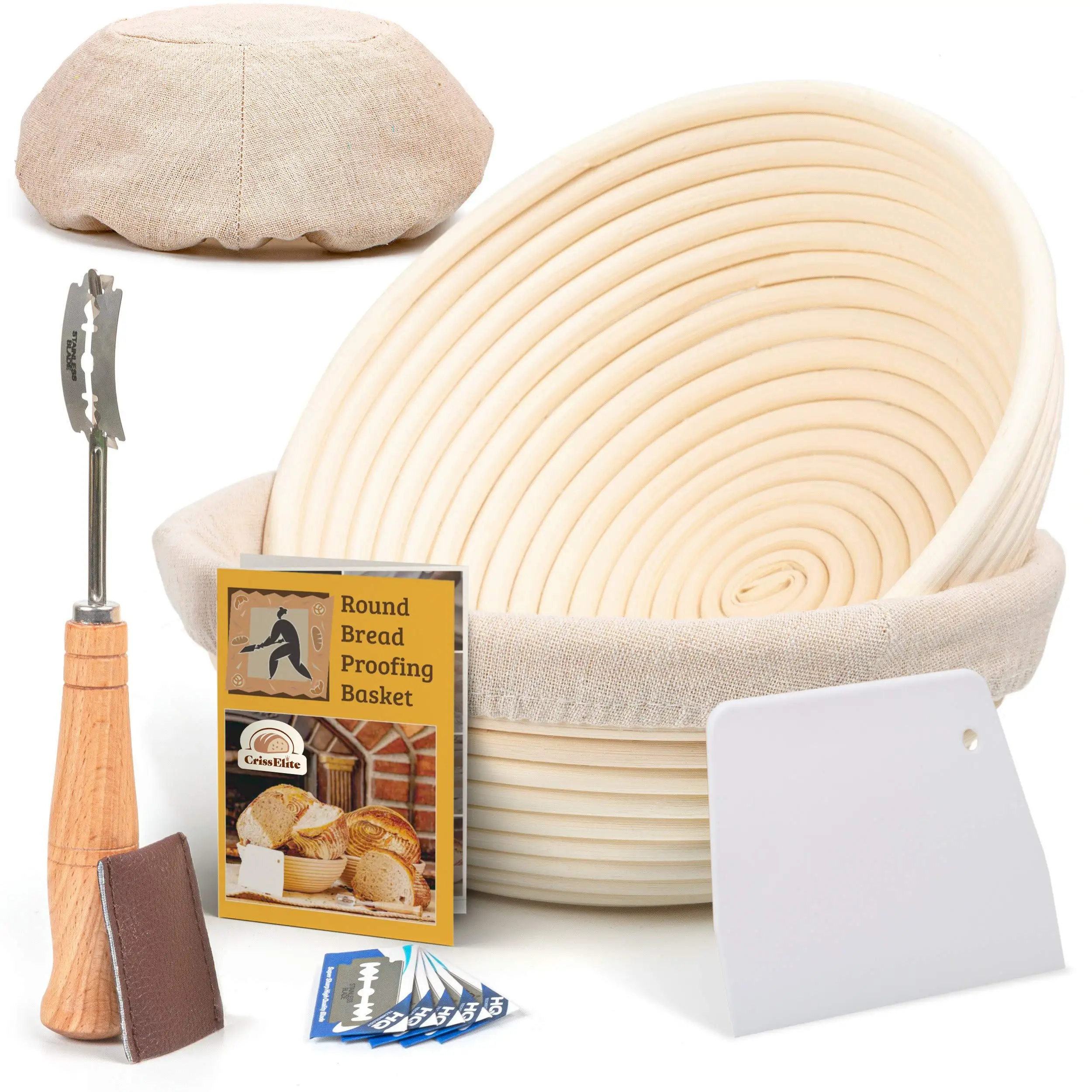 34X10X5.5CM Cestini per il pane Ciotola in rattan Proofing Fodera in stoffa Fermentazione della pasta Lievito naturale Strumento per la cottura 