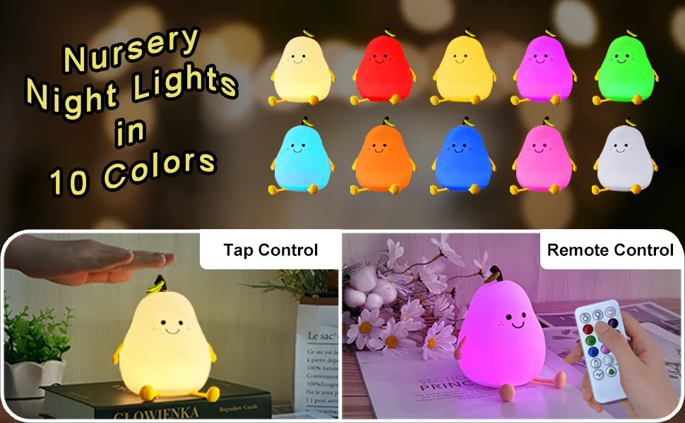 Hot Product Pear LED Night Lights Table Lamp Environmental Protection Silicone Light with 7 Colors Changeable