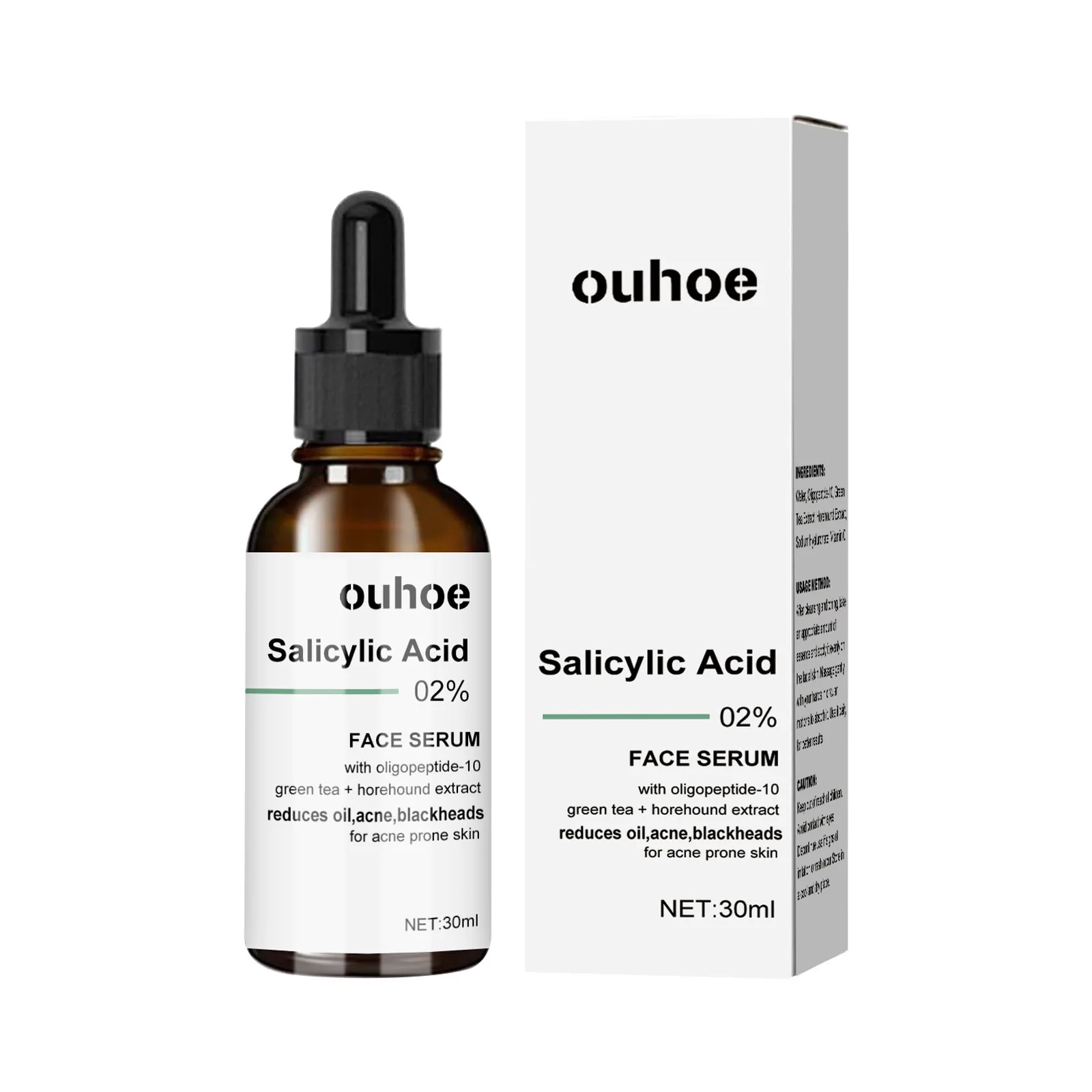 Private Label OUHOE 30ml Organic Extract Skin Moisturizing Anti Wrinkle Salicylic Acid Face Serum
