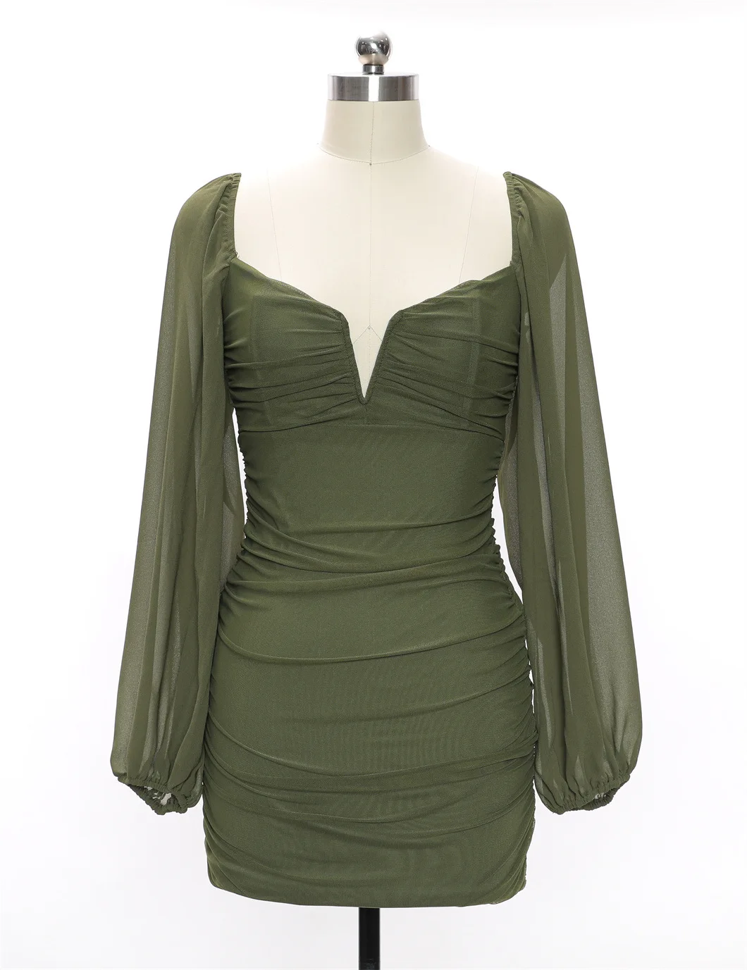 New Arrival Fall 2022 Women Clothes Solid Color Long Sleeve Backless  Pleated Mesh Dress Mini Dresses Women Lady Elegant