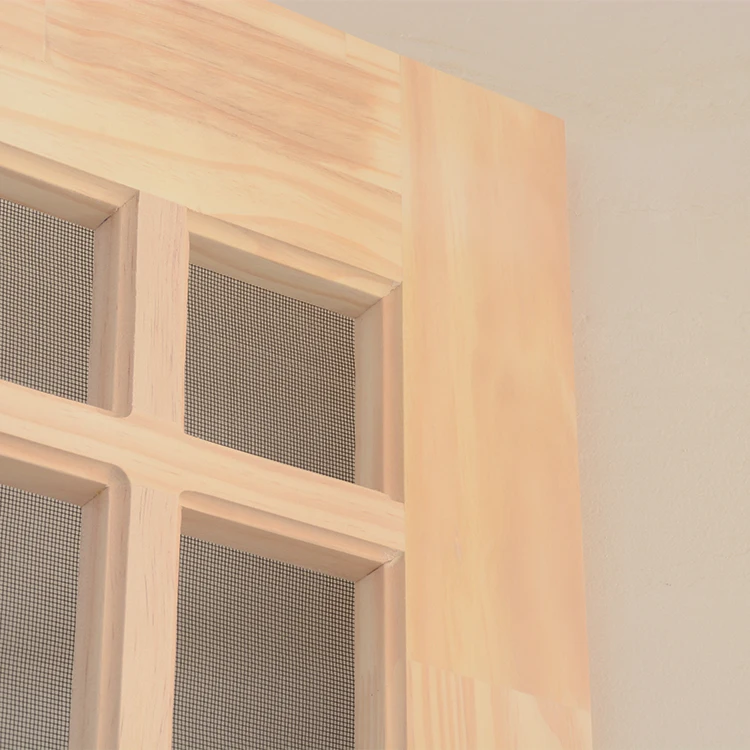 Wooden Mosquito Net Door Solid Pine Screen Door for Entrance