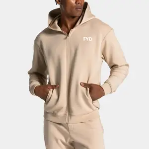 Custom Logo Zip-up Hoodie for Men High Quality New Fashion 430 GSM Heavy Weight Fleece Jumpers Winter Hooded Collar