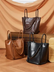 Wholesale High Quality Vintage Daily Tote Bag for Ladies Large Capacity One Shoulder PU Purse