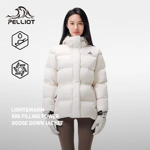 Pelliot Outdoor 800 Filling 95% Goose Down Jacket 2027 A/W New Light Warm DWR Windproof Hood Goose Down Puffer Jackets Warm
