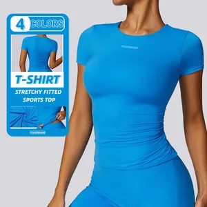 YISHENHON 2026 New Arrival Athletic Quick Dry Classic Blank Running Fitness Sport Femme Top Tight Short Sleeve Yoga Tshirt