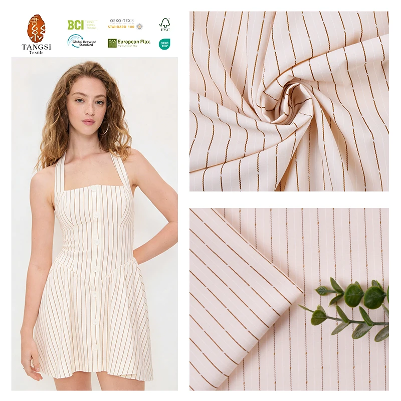 High Quality Woven  Fabric  Cotton Poly Blended Fabric Yarn Dyed Fabric  for Women