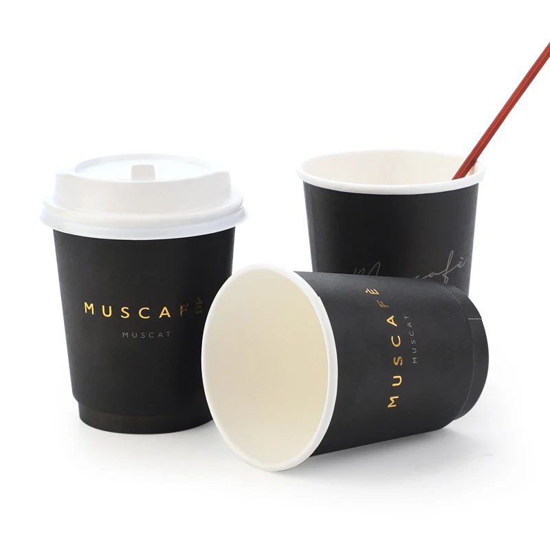 Custom Craft Paper Ripple Double Wall Cups 4oz 8oz 12oz 16oz Gold Foil ...