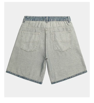 Summer high street denim shorts boys fashion trend plankton pants loose cotton straight quarter pants