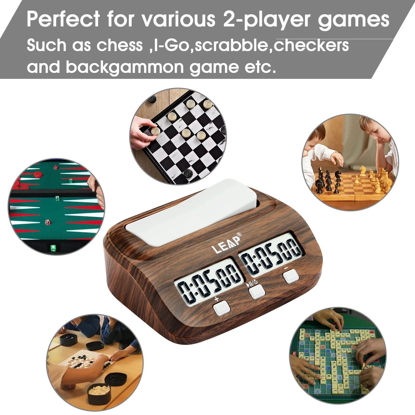 Leap Digital Easy Chess Clock With Increment And Delay Pq9907w In Brown