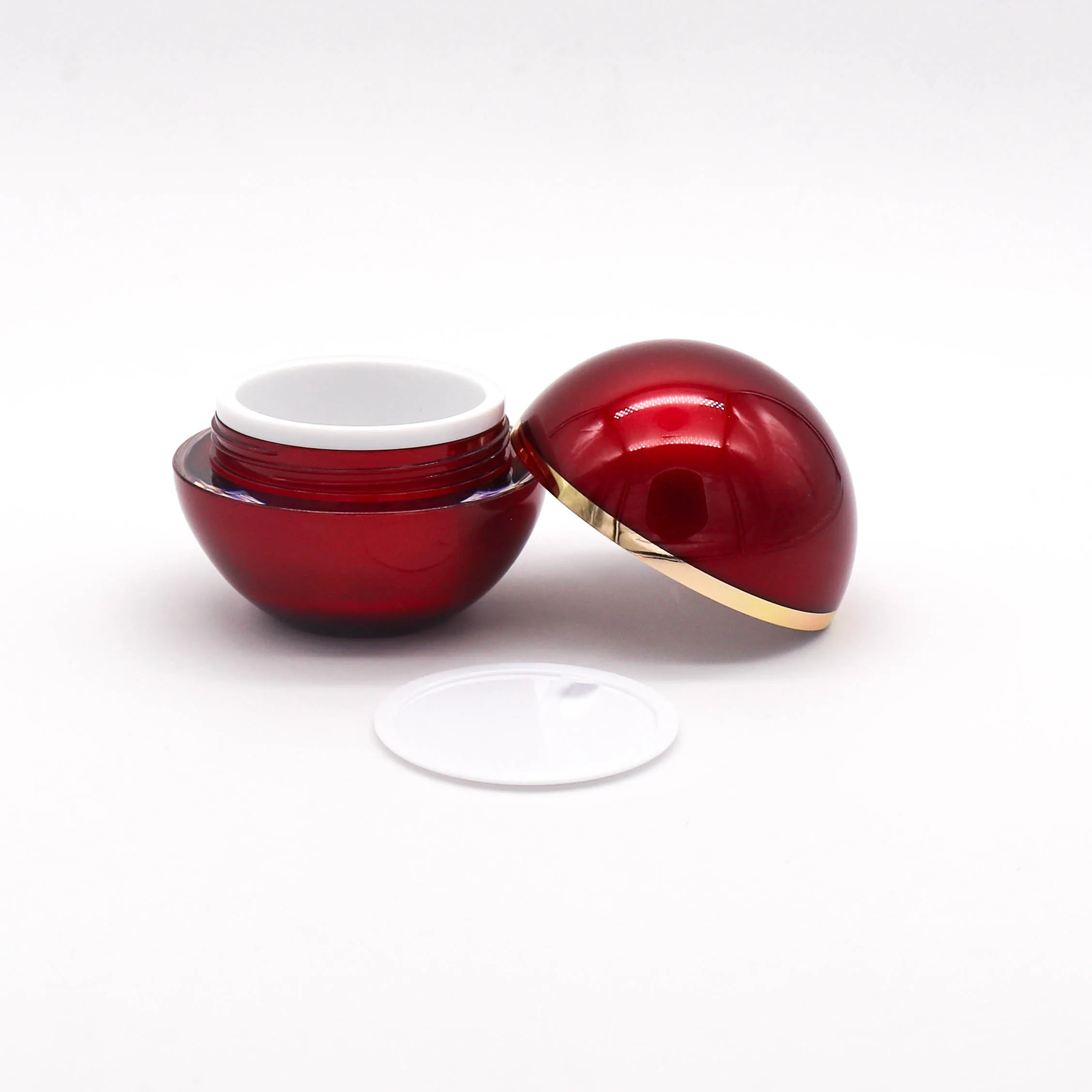 50ml Cosmetic Containers Round Ball Shape Red Acrylic Jar Plastic Cosmetic Packaging