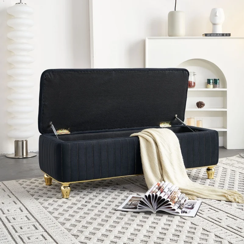 Elvarenae Dorelle Velvet Storage Ottoman — product detail
