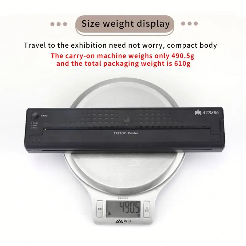 ATS886ポータブルタトゥープリンターステンシルプリンターサーマル