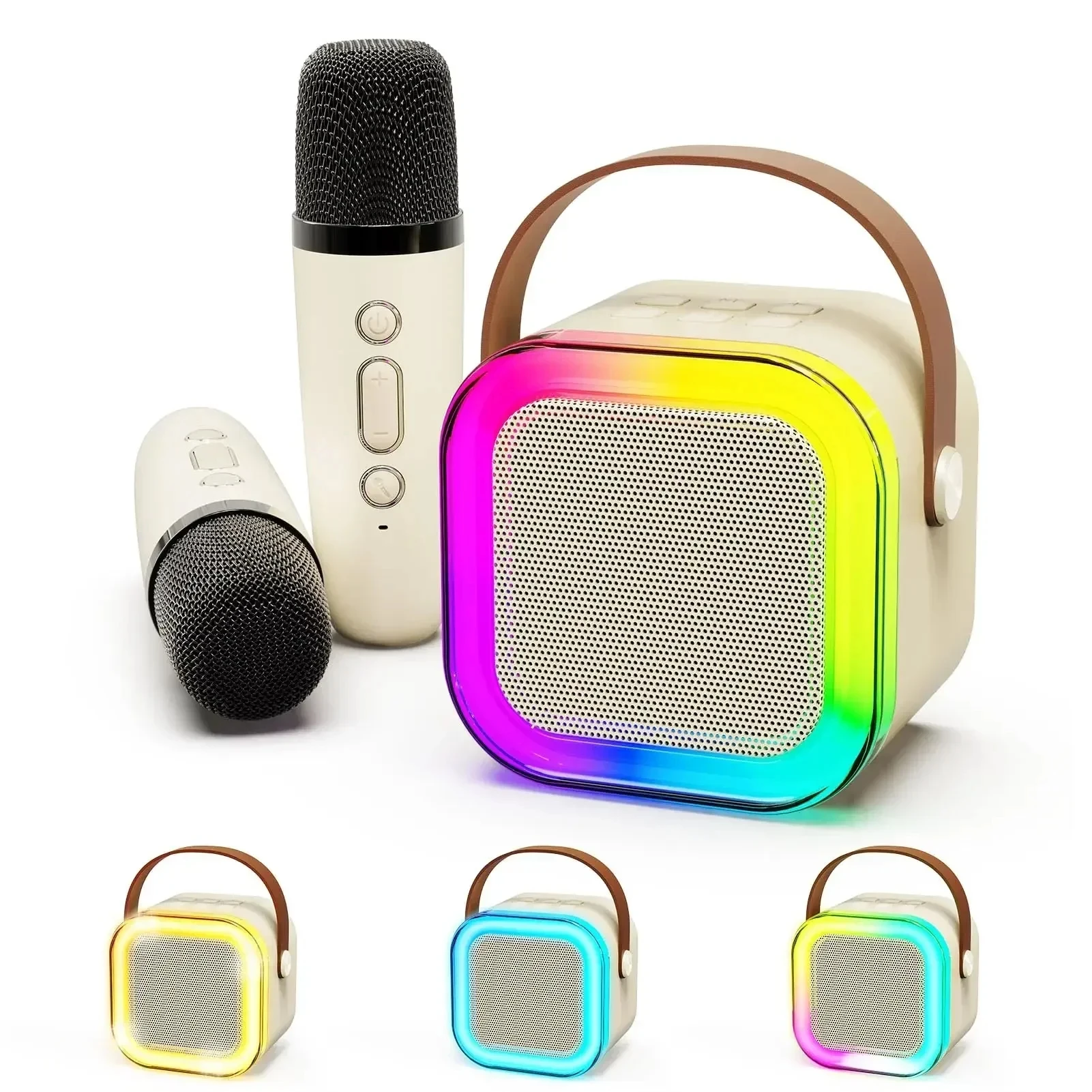 K12 High Quality Mini Karaoke Party Speaker for Blue Tooth Machine Player for Outdoor Parties with RGB Microphone for Kids